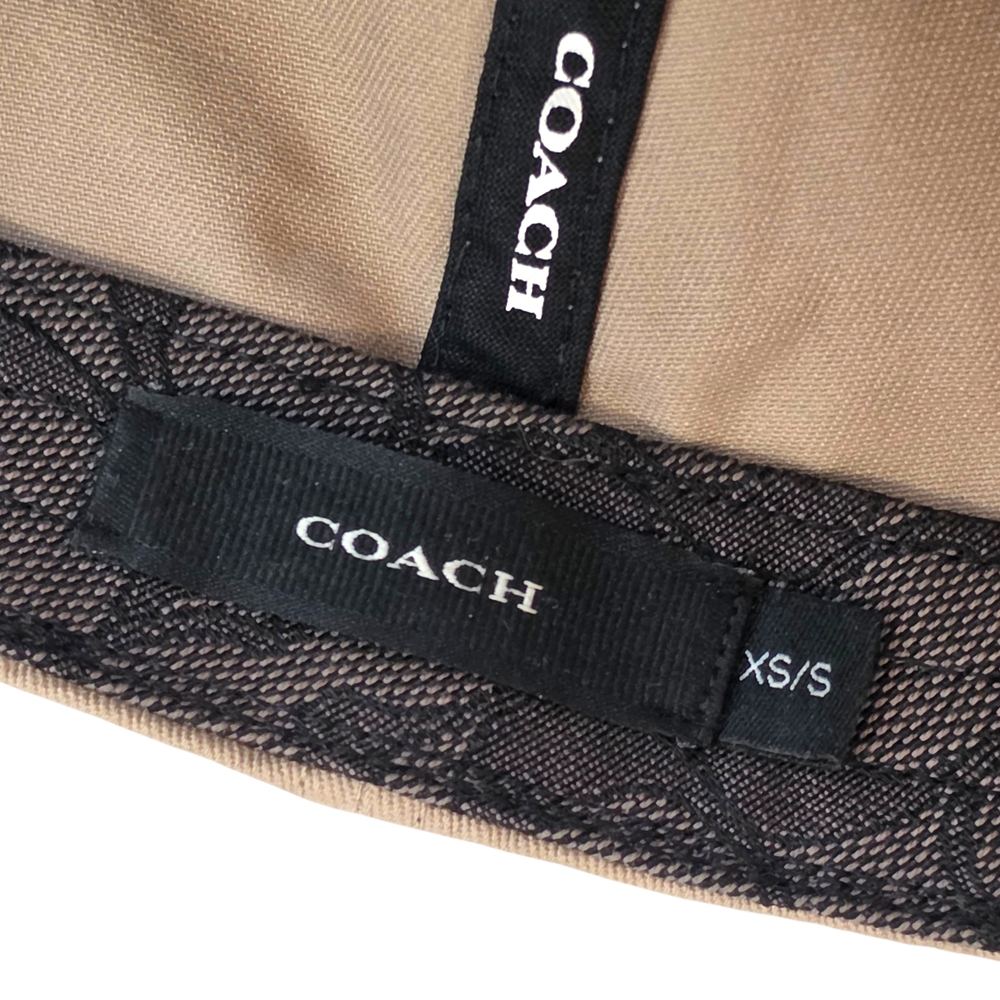 Coach New York Tan Baseball Cap Embroidered Logo Leather Strap Metal Hardware - Picture 10 of 16